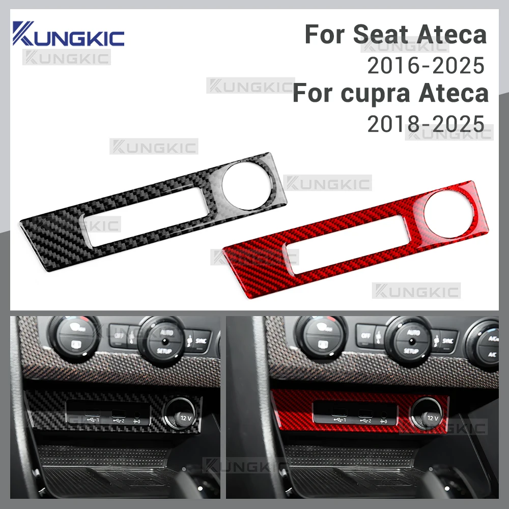 

Car USB Charging Port Frame Sticker Real Soft Carbon Fiber For SEAT Ateca 5F 2018 2019 2020 2021-2025 Ateca 5F 2016-2025 Cupra