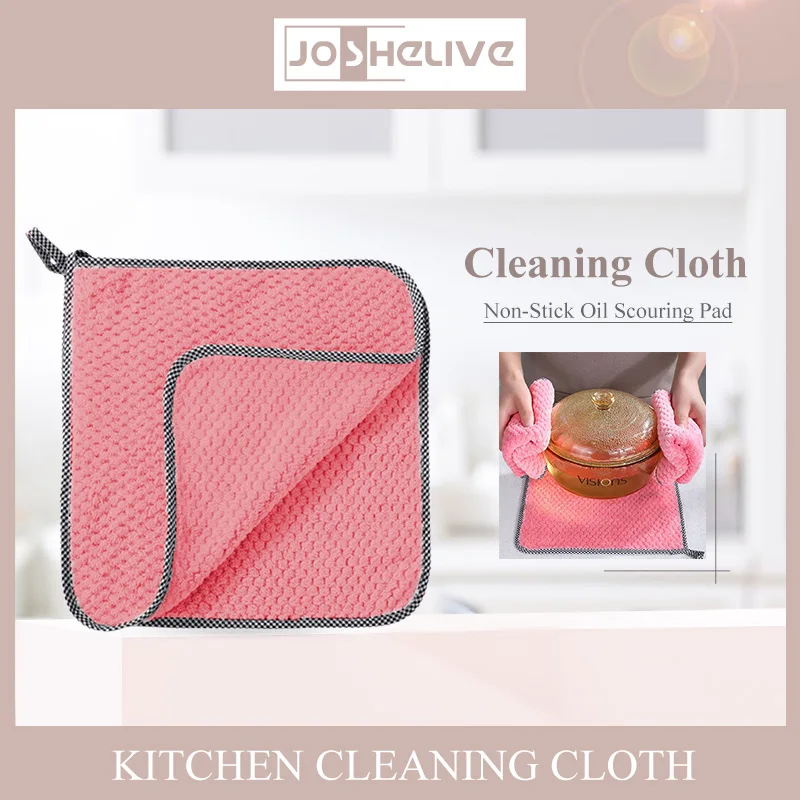 Kitchen Daily Dish Towel Cloth Kitchen Rag Non-stick Oil Thickened Table Cleaning Cloth Double-layer Absorbent Microfiber