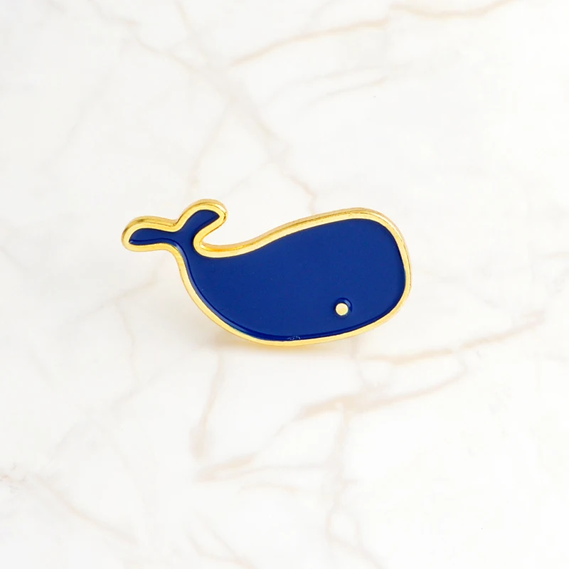 Blue Shark and Whale Ocean Animal Enamel Pins Mini Badge Denim Jeans lapel pins Cartoon Jewelry Gifts Brooches for Kids