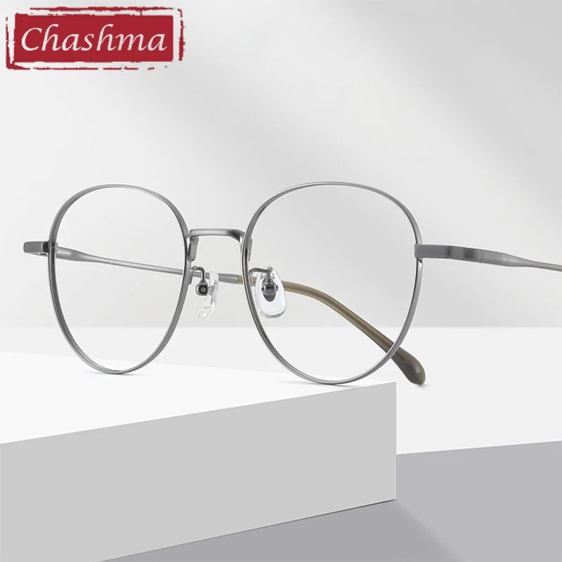 

Chashma Prescription Glasses Women Optical Round Eyewear Titanium Alloy IP Plating for Recipe Eyeglasses Frames Men Spectacles