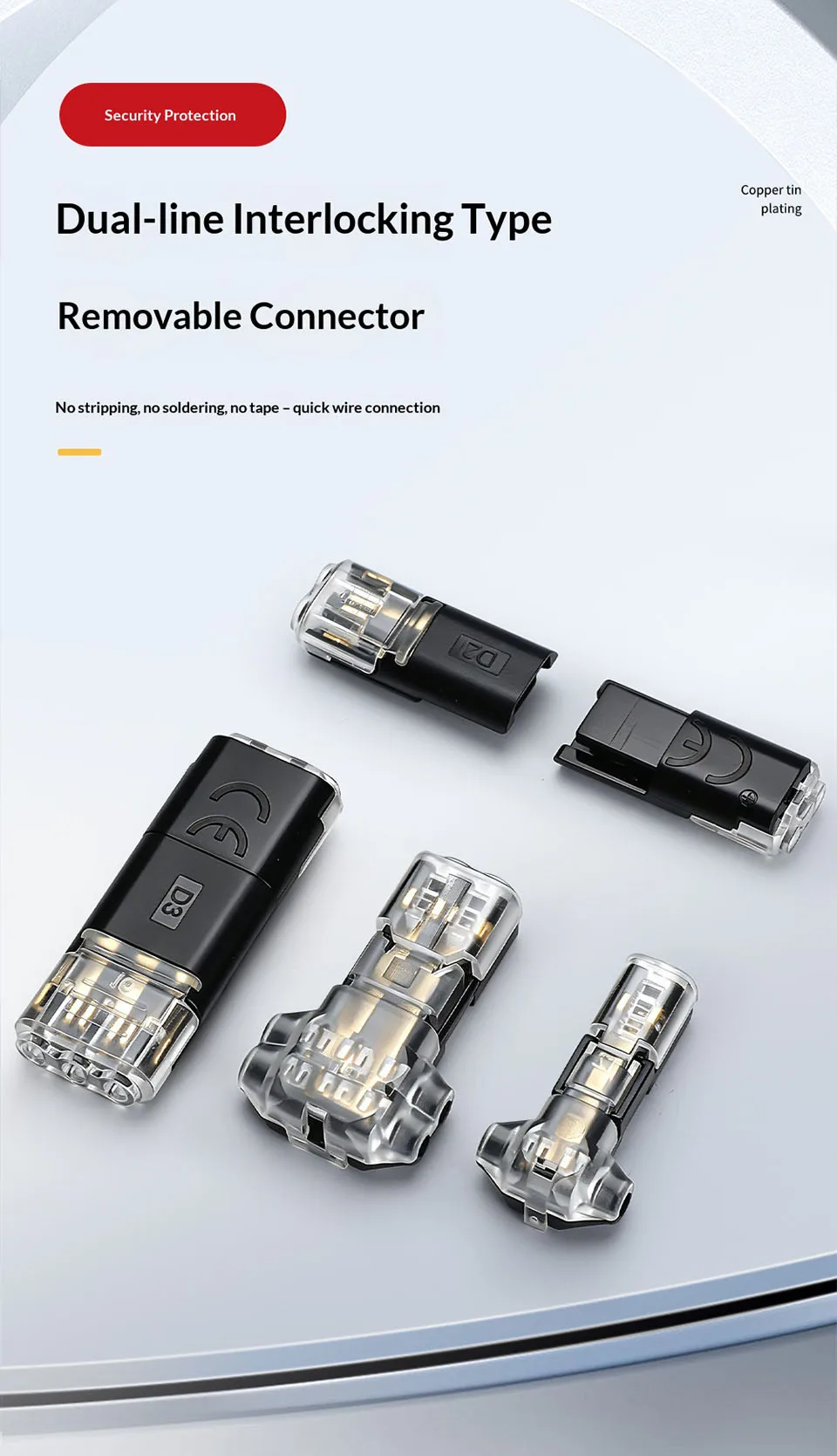 D2 Schnellanschlussklemme LED-Leuchten Stecker-Buchse Push-in-Anschlüsse 2/3-polig Universelle Druckklemmen Nicht-Abisolierende Kabelverbinder – Detail 3