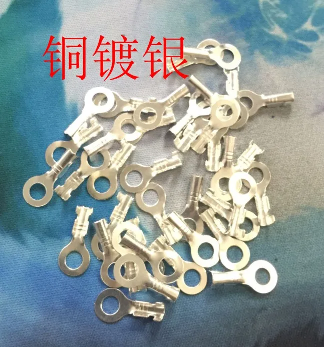 100PCS Copper Lugs cold-press Terminal Terminal Open Nasal Round Naked End 4.2 MM