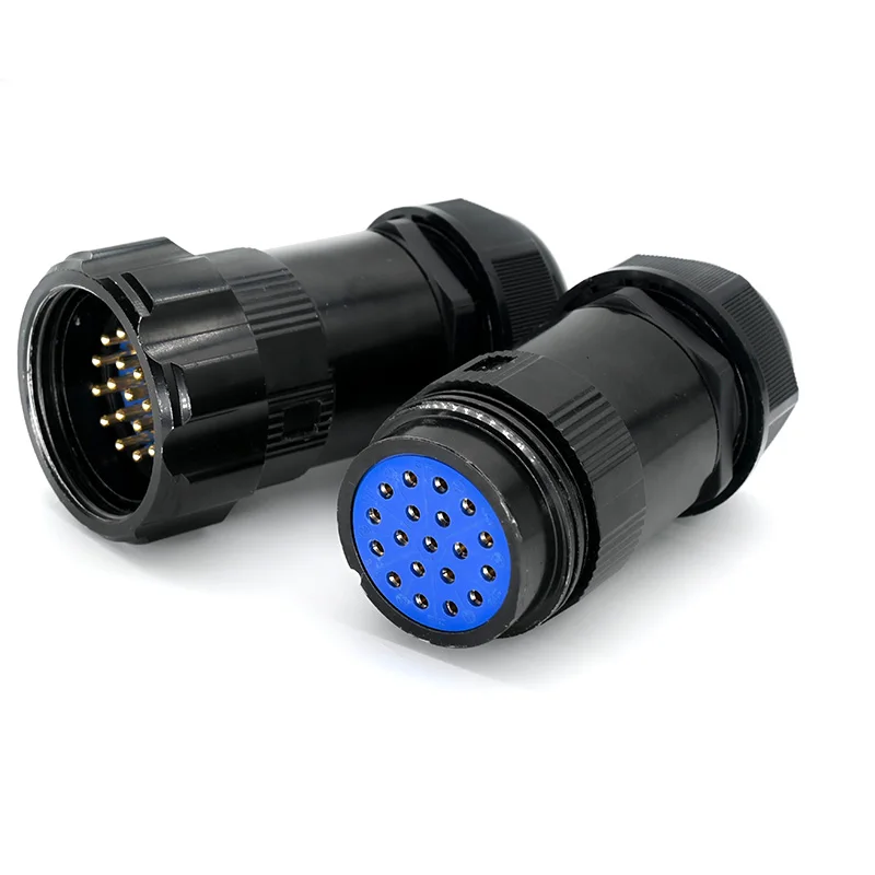 Professional 19 Pin Socapex Connector Male Female Gold Plated Heavy Duty 19Pin Soca Plug Inline Connector for Stage Power