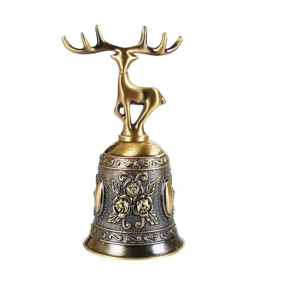 Classic Metal Hand Bell Rose Deer Theme Zinc Alloy Ornament For Restaurant Bar Counter Service Dinner Calling Bell