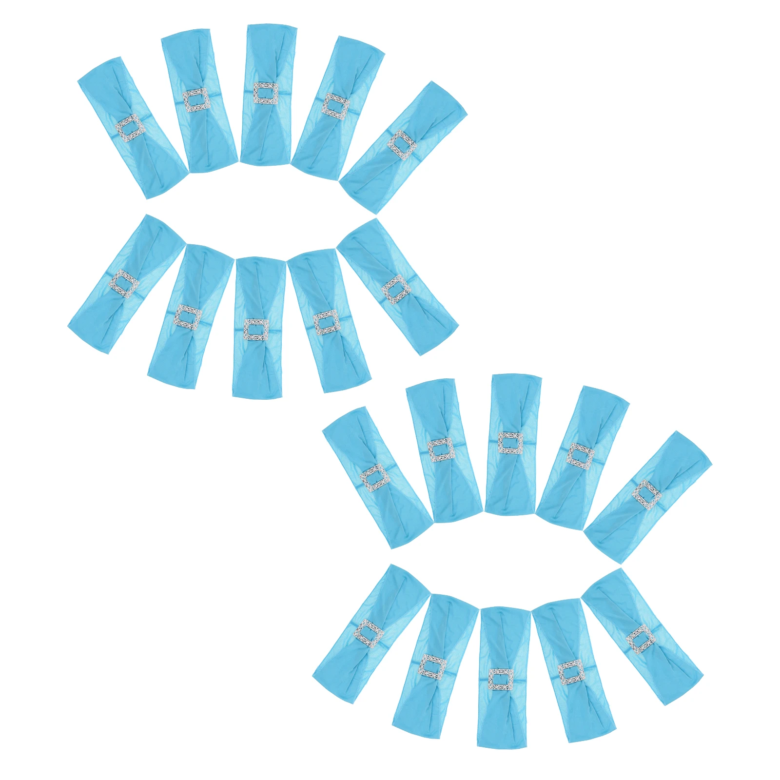 

20pcs Sashes Bands Stretch Ties Bows Buckle Slider Wedding Party Banquet Dining Decoration Blue Elastic Design Polyester
