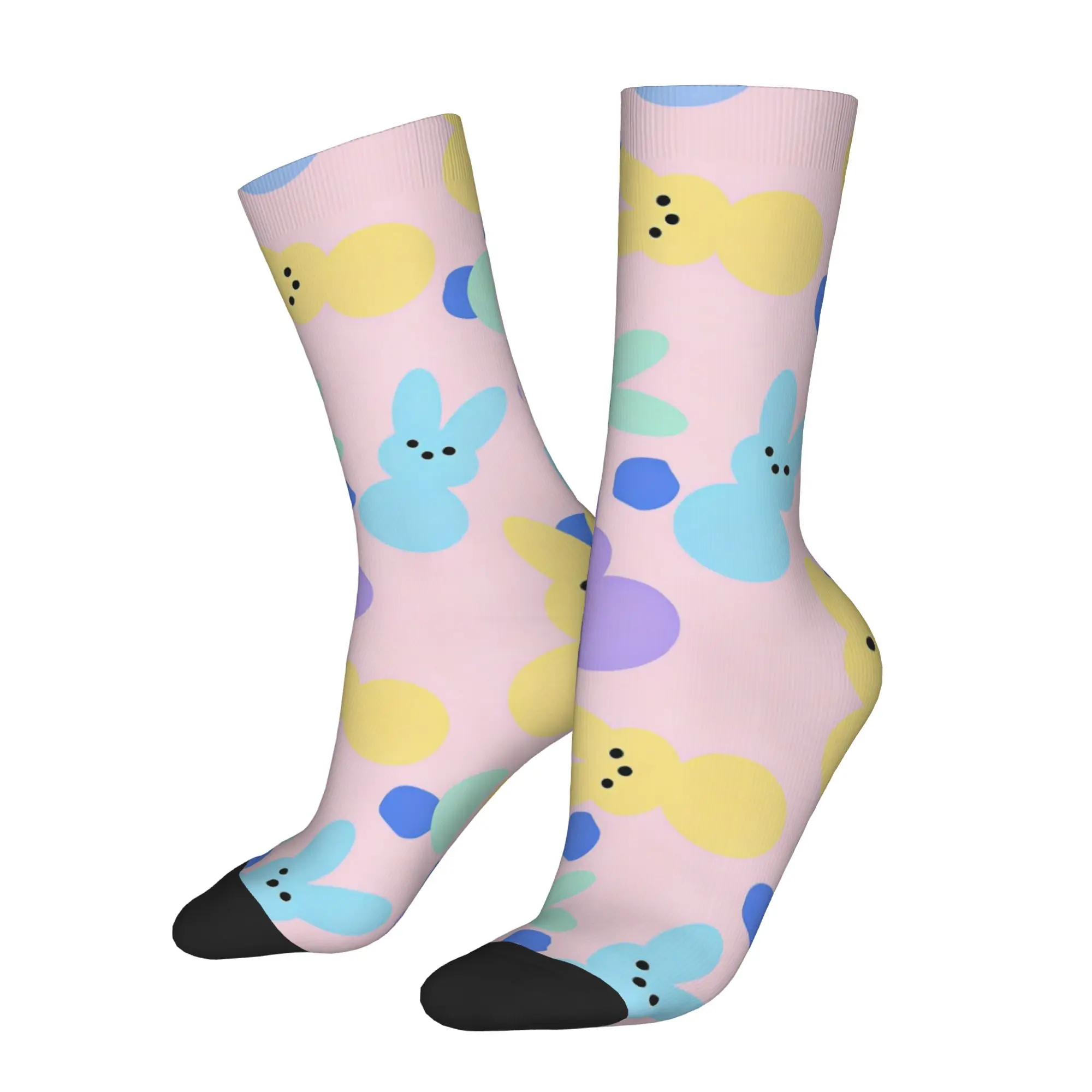 

Funny Sock Easter eggs Bunny Peeps 22 Rock Seamless Pattern Printed Men Crew Socks Novelty Men's Socks