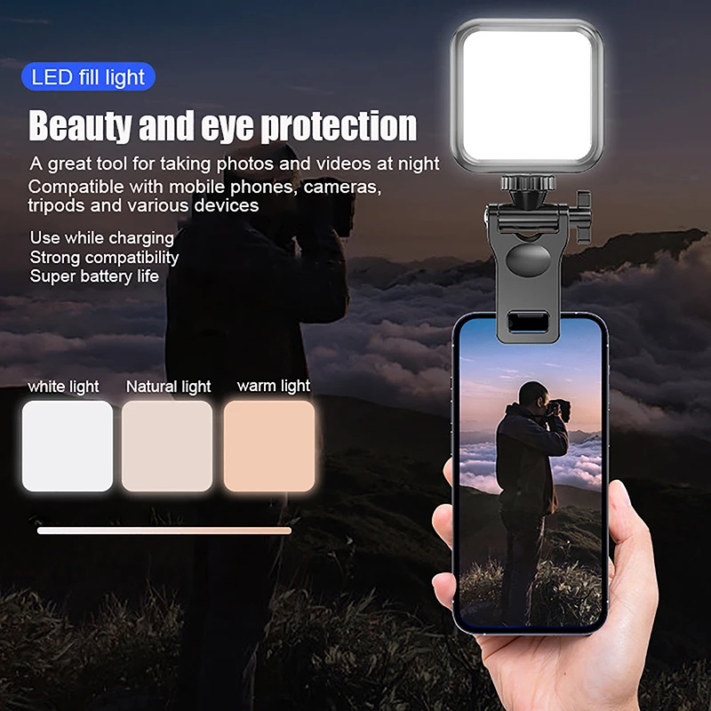 1PC New Pocket LED Selfie Light For IPhone IPad Mobile Phone Laptop Clip Ring Flash Fill Video Photo Ringlight Photography Lamp
