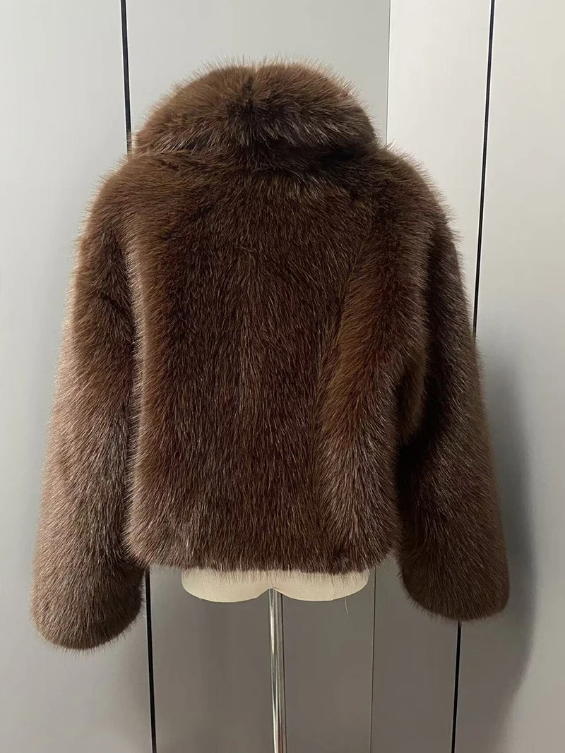 ZADORIN Luxury Short Faux Mink Coat Winter Brown Faux Fur Coat Woman Clothing Loose Fluffy Faux Fur Jacket Woman Fur Coats Tops