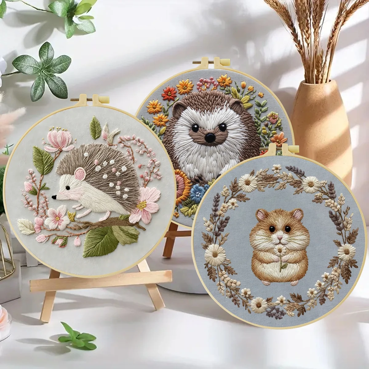 3-teiliges DIY-Stickmaterial-Set für Anfänger, inklusive Nadeln, Fäden, Stick-Starter-Kit, Kreuzstich-Kunst als Geschenk. – Detail 3