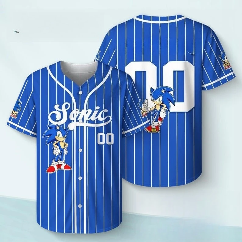 2026/2027 New Fashion Anime Sonic Hedgehog 3D Printed Baseball Adult Children Daily Travel Leisure Sports Family T-shirt Large