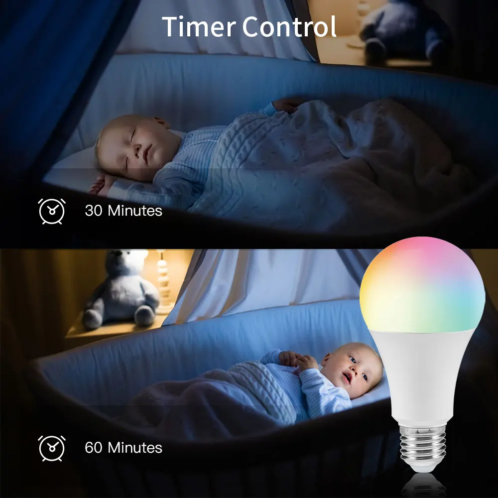 Lampadine a LED intelligenti da 4 pezzi funziona con Apple HomeKit,Siri ,Alexa, Google Home,SmartThings lampada RGBCW multicolore dimmerabile 9W E27
