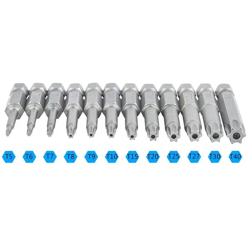 YLS-24 Pack Torx Head Screwdriver Bit Set 1/4 Inch Hex Shank T5-T40 Star Screwdriver Tool Kit With 2 Pack Handle