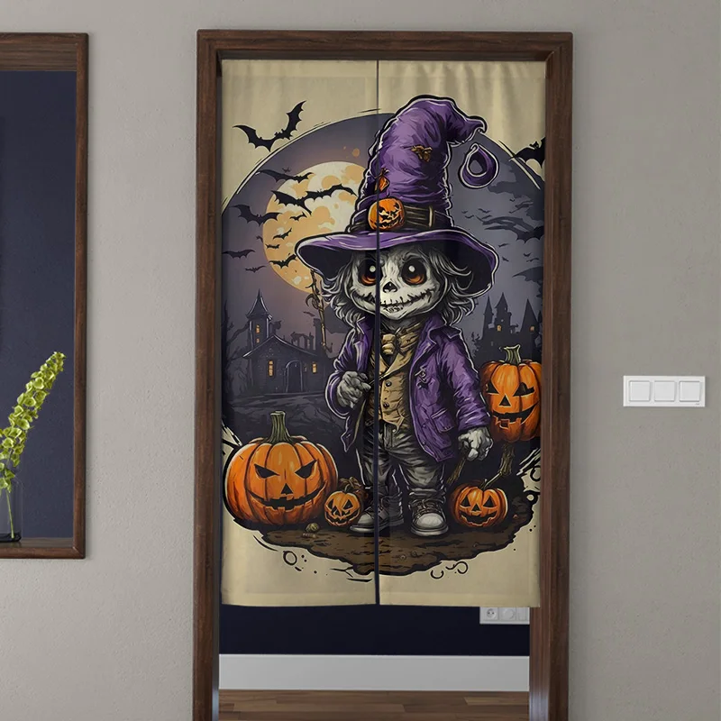 Door Curtain Noren Room Partition Privacy Protection Pendant Japanese Kitchen Decoration Household Multi Size Halloween Pumpkin