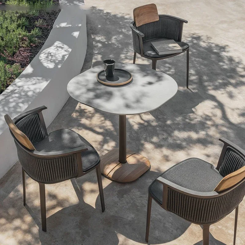 Outdoor aluminum wood coffee shop restaurant coffee chair