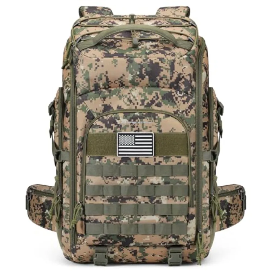 

Tactical Backpack for Men Water Resistant 40L Military Backpack for Hiking Camping Gym with Molle System Camouflage Green