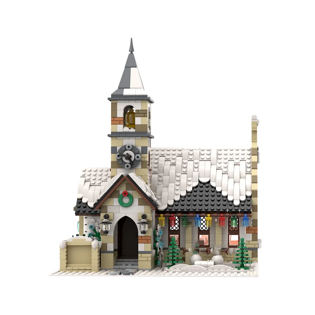 1771PCS MOC Winter Village Old Stone Church Architecture Building Blocks Assembly Toy Brick Children's Christmas Birthday Gifts