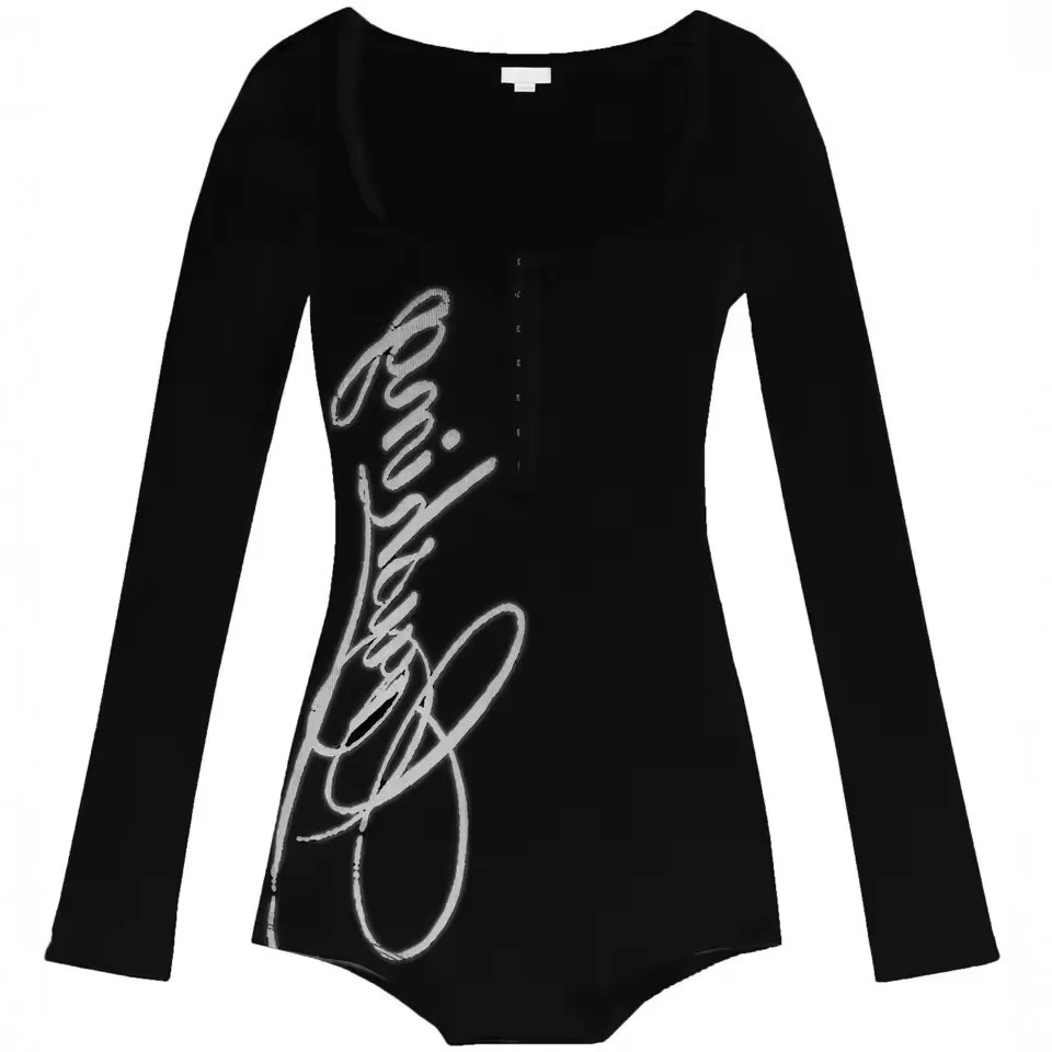 بذلة مطبوعة بأكمام طويلة وأحرف مثيرة على طراز الشارع العالي تي شيرت أنيق مثير بقصة ضيقة Harajuku يوميًا متعدد الاستخدامات #5