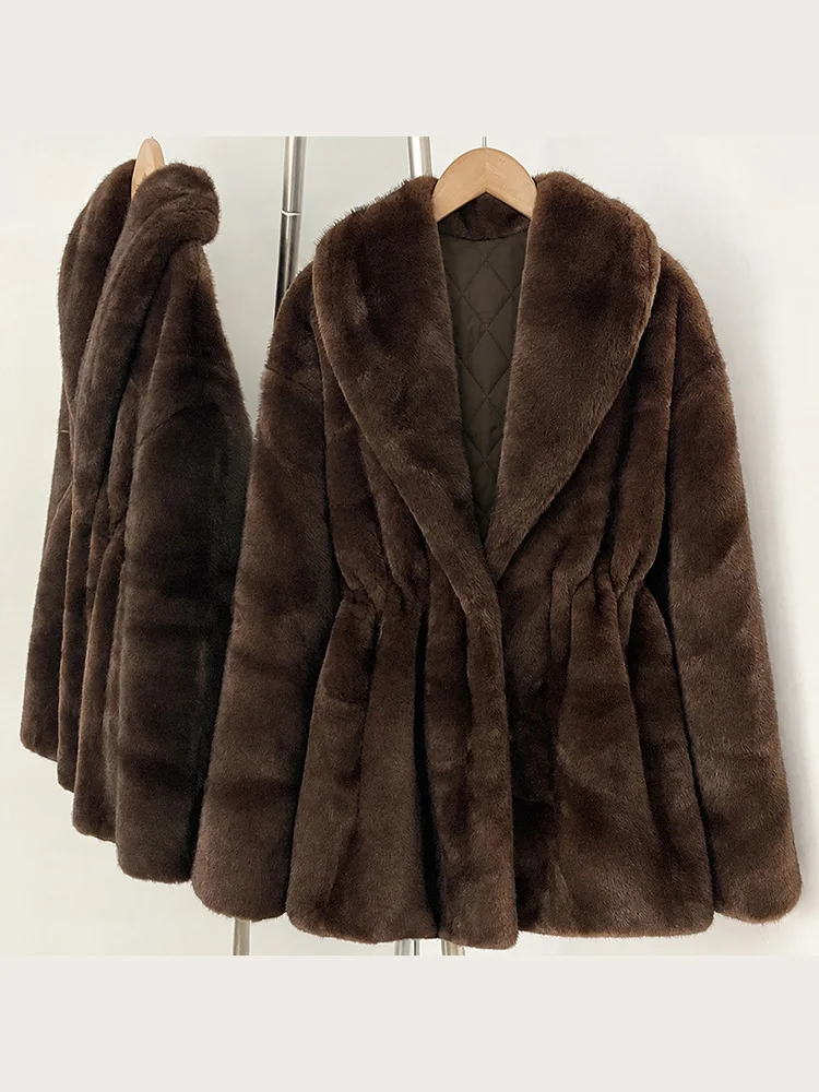 Women's Faux Fur Jacket - Warm Plush Winter Coat with Thermal Lining