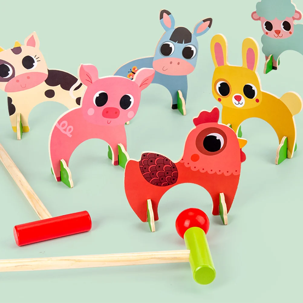 

Animal Croquet Kids Cognitive Recognize Golf Balls Interactive Animals Mallets Clubs