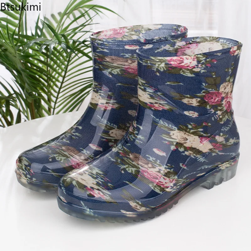 Fashion Women's Waterproof Rain Boots Warm Fleece Lined Anti Slip Kitchen Work Shoes Comfortable Outdoor Rain Shoes Short Boots view 2