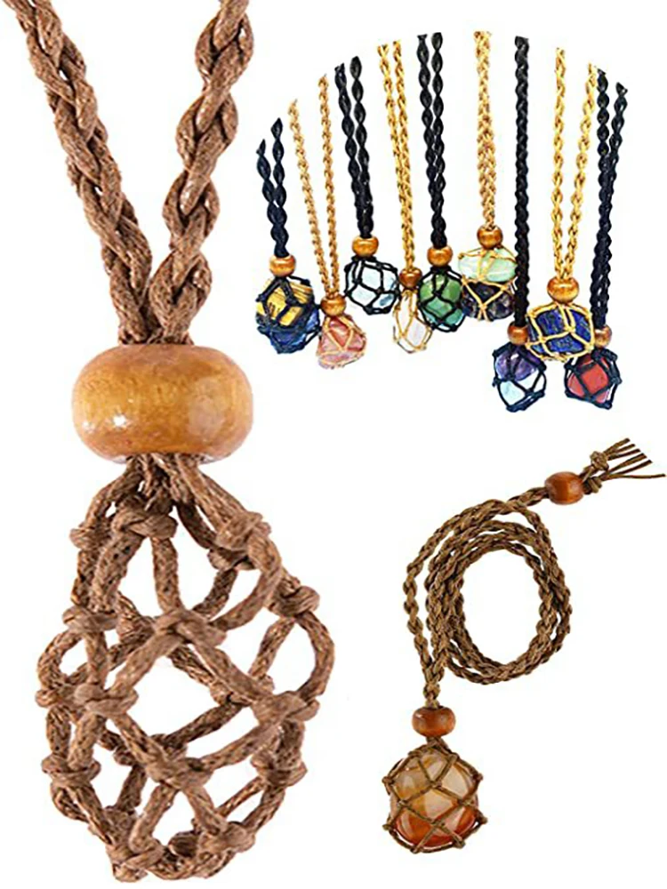 Lucky Stone Storage Rope Bag DIY Necklace Cord Empty Meditation Stone Holder Net Rope Ornament Cord Jewelry Making Accessories