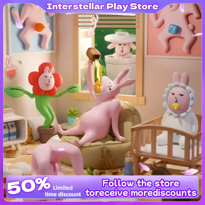 

Pink Rabbit Abstract Blind Box Mini Serie Cute Ornament Gift Handmade Desktop Creative Funny Decoration Trendy Toy Festival Gift