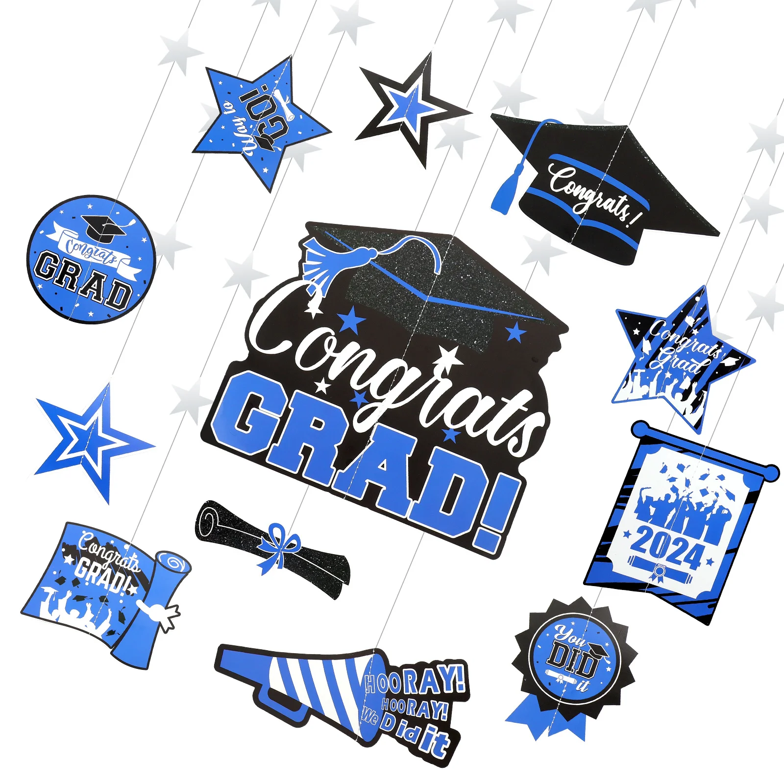 Pendentifs sur le thème de remise de diplôme, 12 pièces, décor mural suspendu pour fond de fête, accessoires de disposition pour fête de remise de diplôme, pendentif en papier, configuration de scène