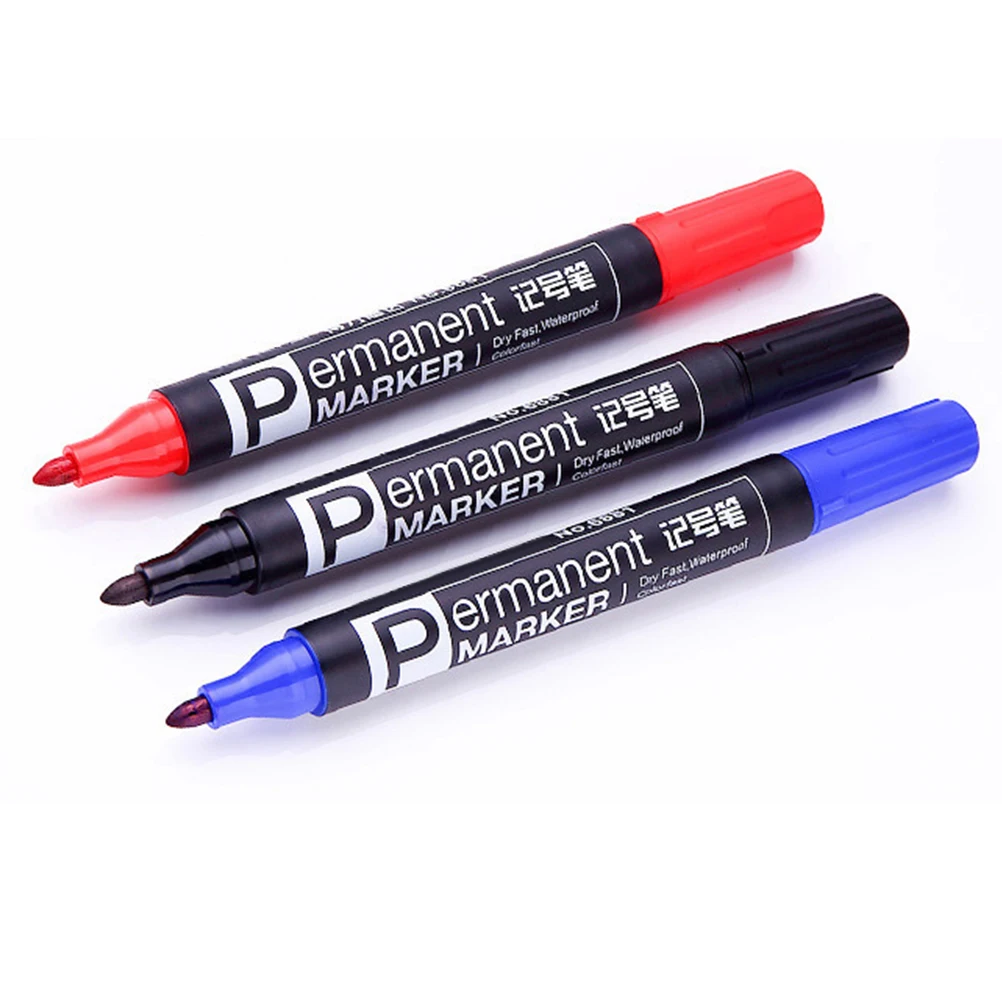 

3pcs Marker Oil-Based Ink Fast Dry Waterproof Colorfast Medium Point Paint Sketch Permanent Markers for Drawing Art Supplies (Re
