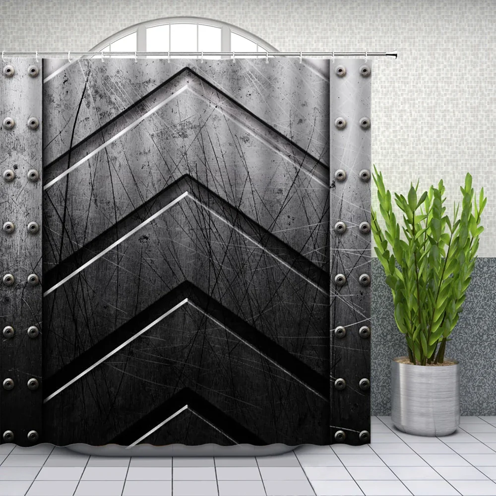 

Medieval Shower Curtain High-end Wooden Castle Wall and Gate Mid-Century Designed Artwork Fabric Bathroom Decor with Hooks