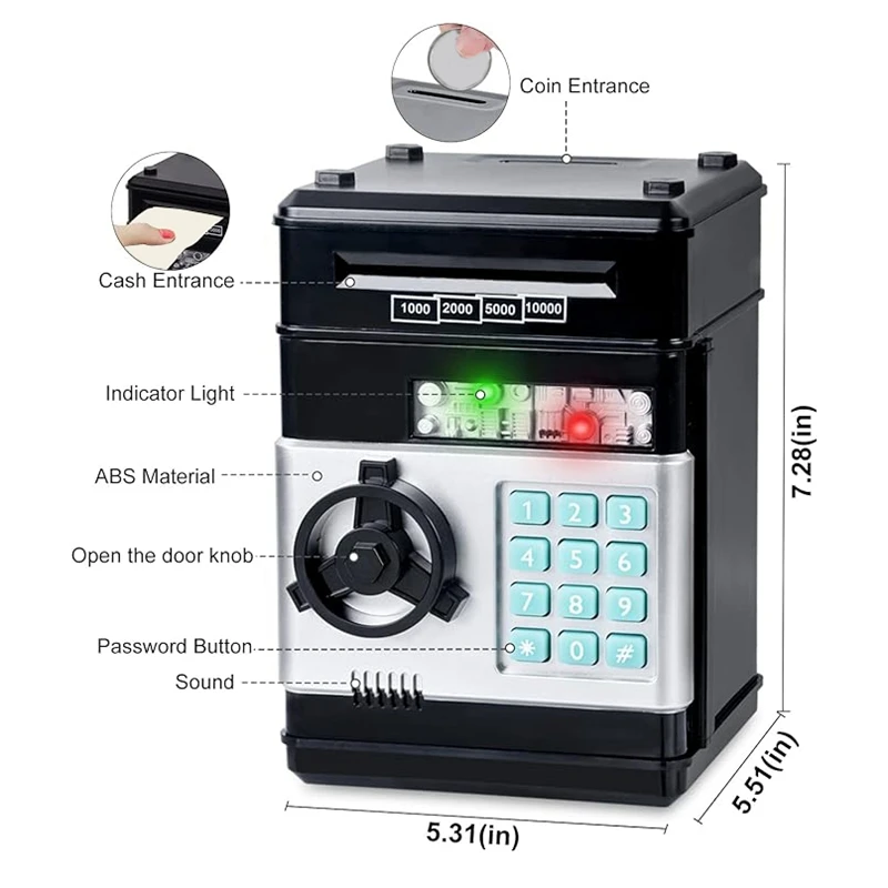 Electronic Piggy-Banks For Kids Money Savings Box,Mini ATM Coin Bank For Children Best Birthday Xmas Gifts Cash