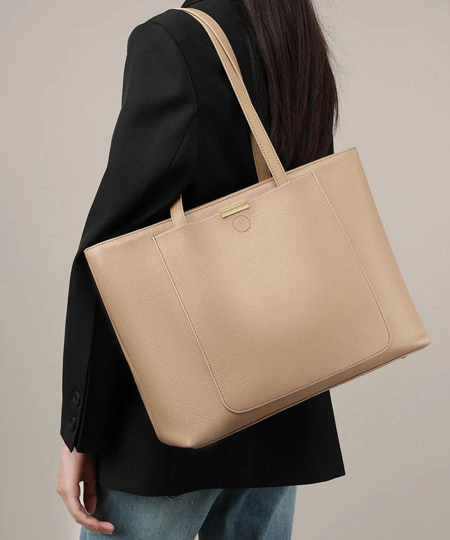

Luxury Ladies Genuine Leather Tote Bags Female 2024 New Large Capacity Commute Shoulder Bags Fashion Solid Color Large Handbags