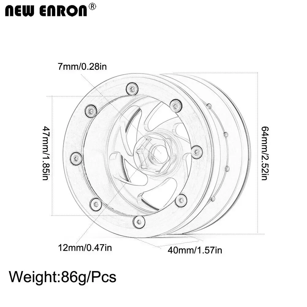 Aro de roda Beadlock de alumínio de 2,2 POLEGADAS para carros 1/10 Rc para adultos Axial SCX10 II Wraith RBX10 Ryft