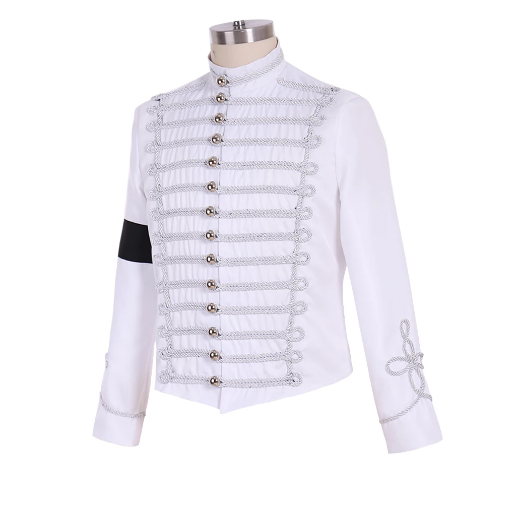 Medieval Royal Court Noble White Military Jacket Colonial Officer Soldier Coat Theatre Musical Stage Singer Show Costume For Men