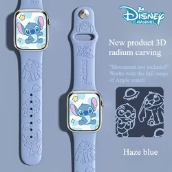 Disney Anime Stitch Apple Watch Strap Children's Cute Funny Stitch Laser Engraving Silicone Apple Watch Replacement Watchband