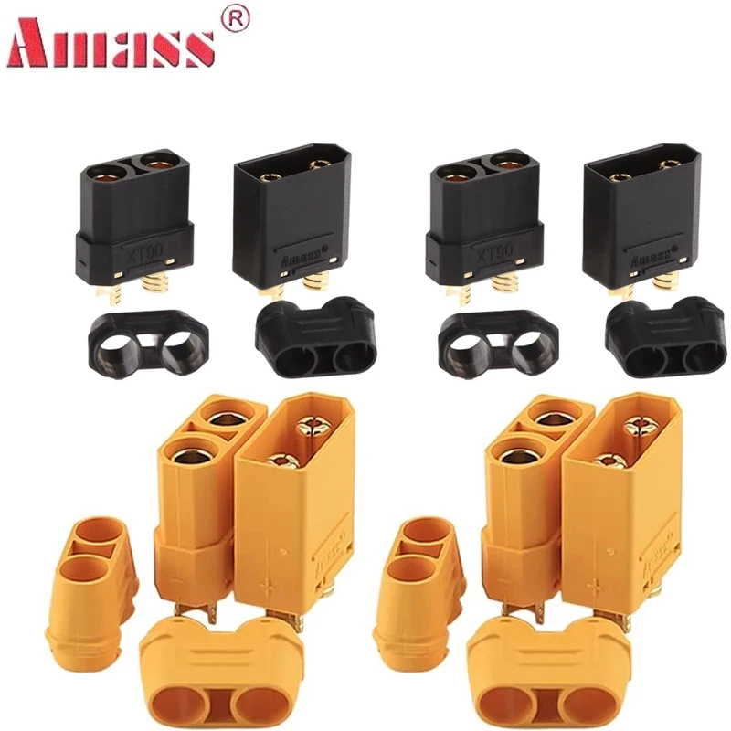 

Amass 2 /5 /10 Pairs XT90S XT90-H XT90 Plug Connector Fireproof Male Female Connector for FPV RC Drone Battery ESC and Charger