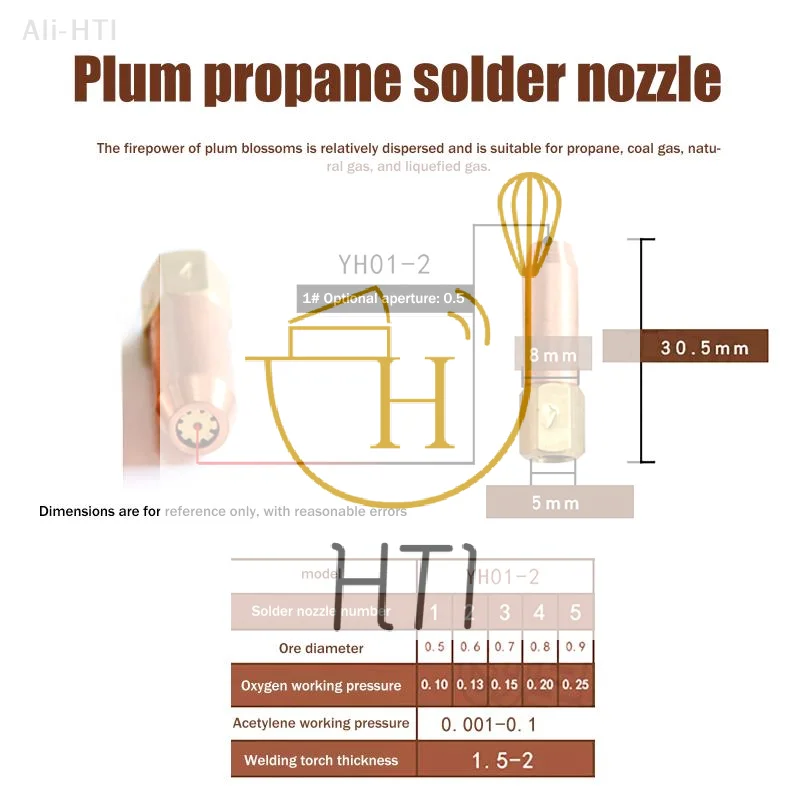 

Nozzle Welding Accessory Pure Copper Torch Tip 1# 2# 3# 4# 5# Propane Acetylene Oxygen Welding YH01-2 Gas Brazing Torch