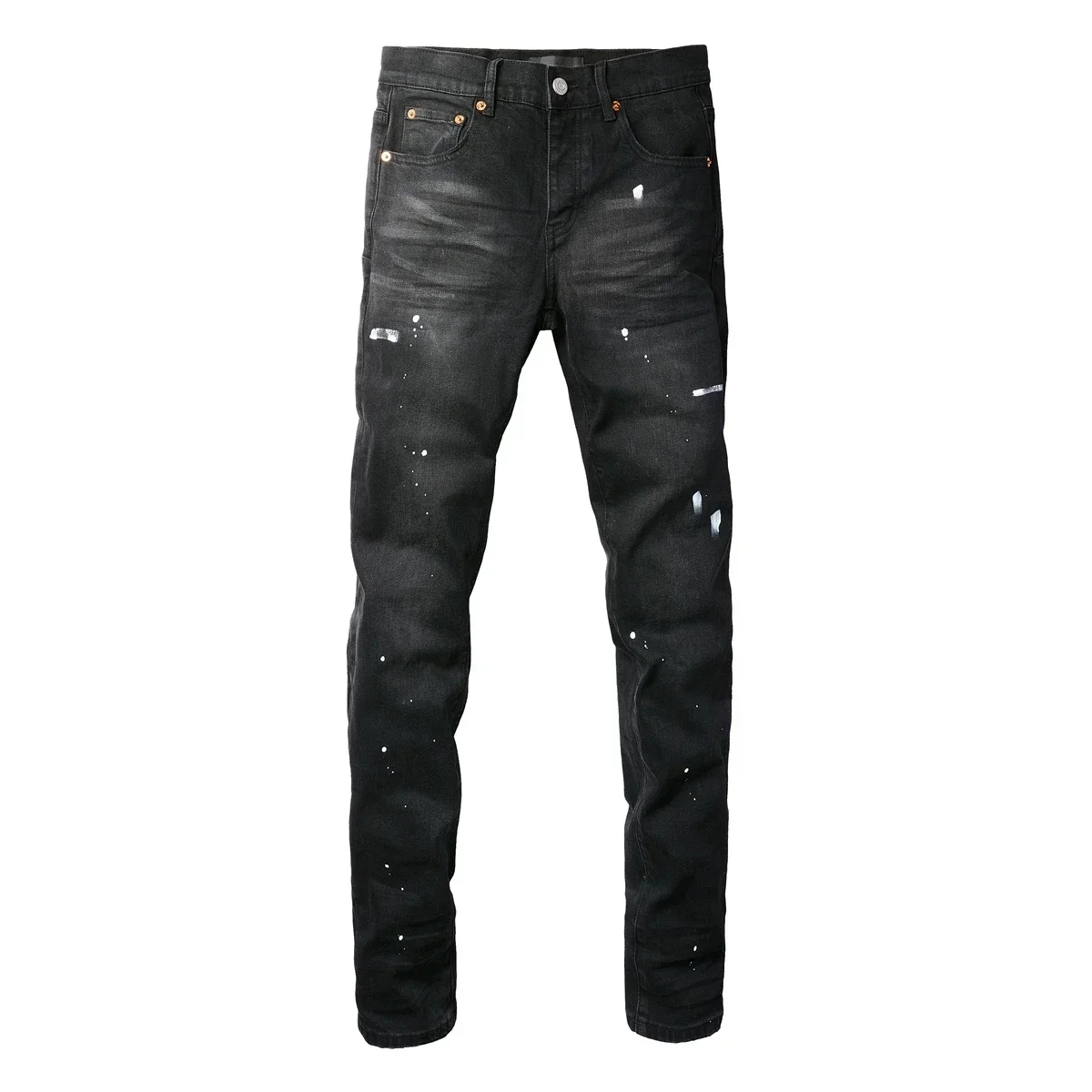 

Jeans Men's High-Waist Streetwear Distressed Graffiti Black Stretch Skinny Painted Ripped Design Jeans y2k