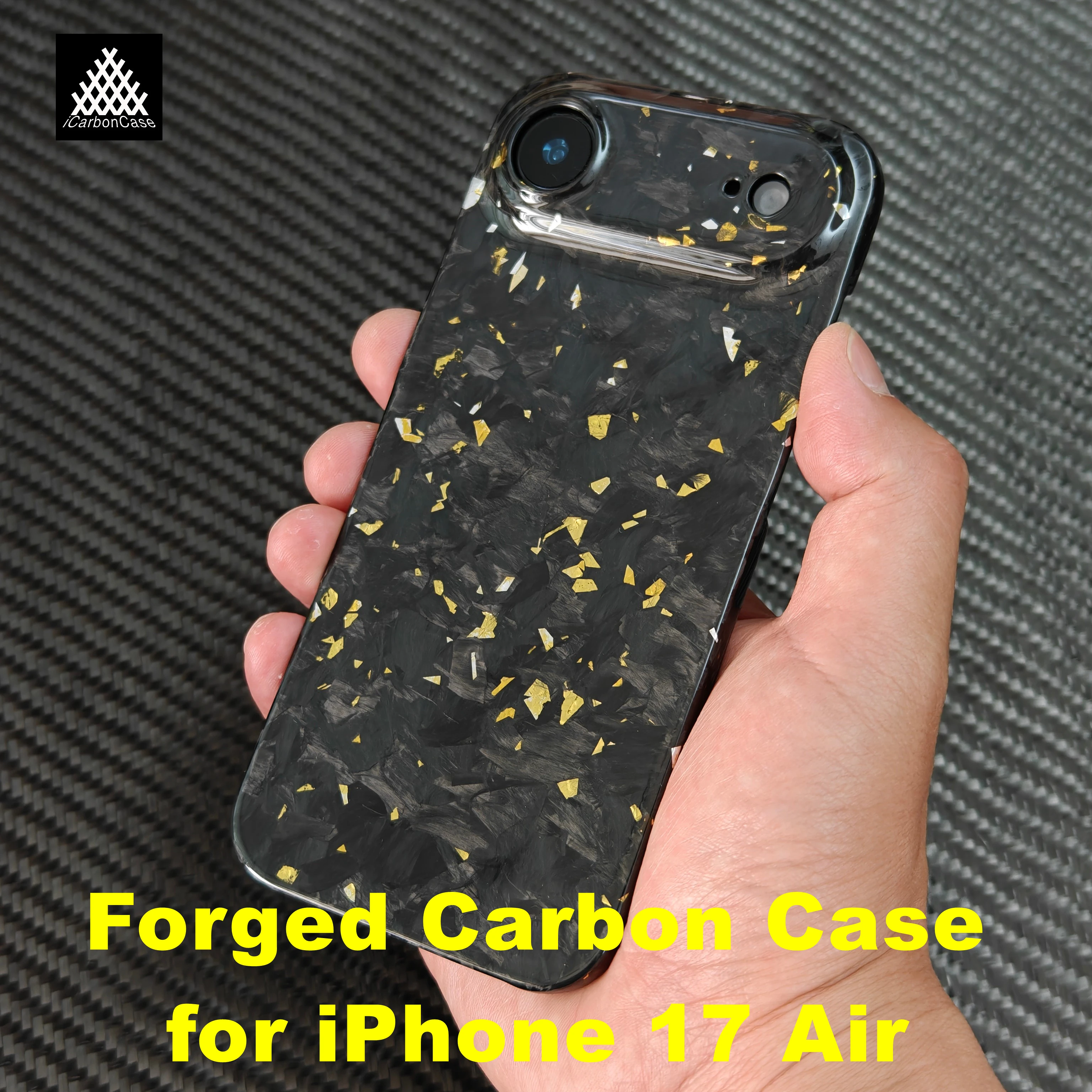 

Genuine Gold Forged Carbon Fiber Case for iPhone 17 Air Matte /Glossy Black Super Light Dry Carbon Cover for iPhone Air