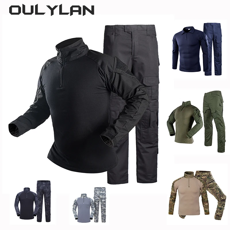 NEW Long Sleeved Tactical Suit Men CamouflageTraining Clothes Pants Frog Suit Set Men's Wear-resistant Hiking