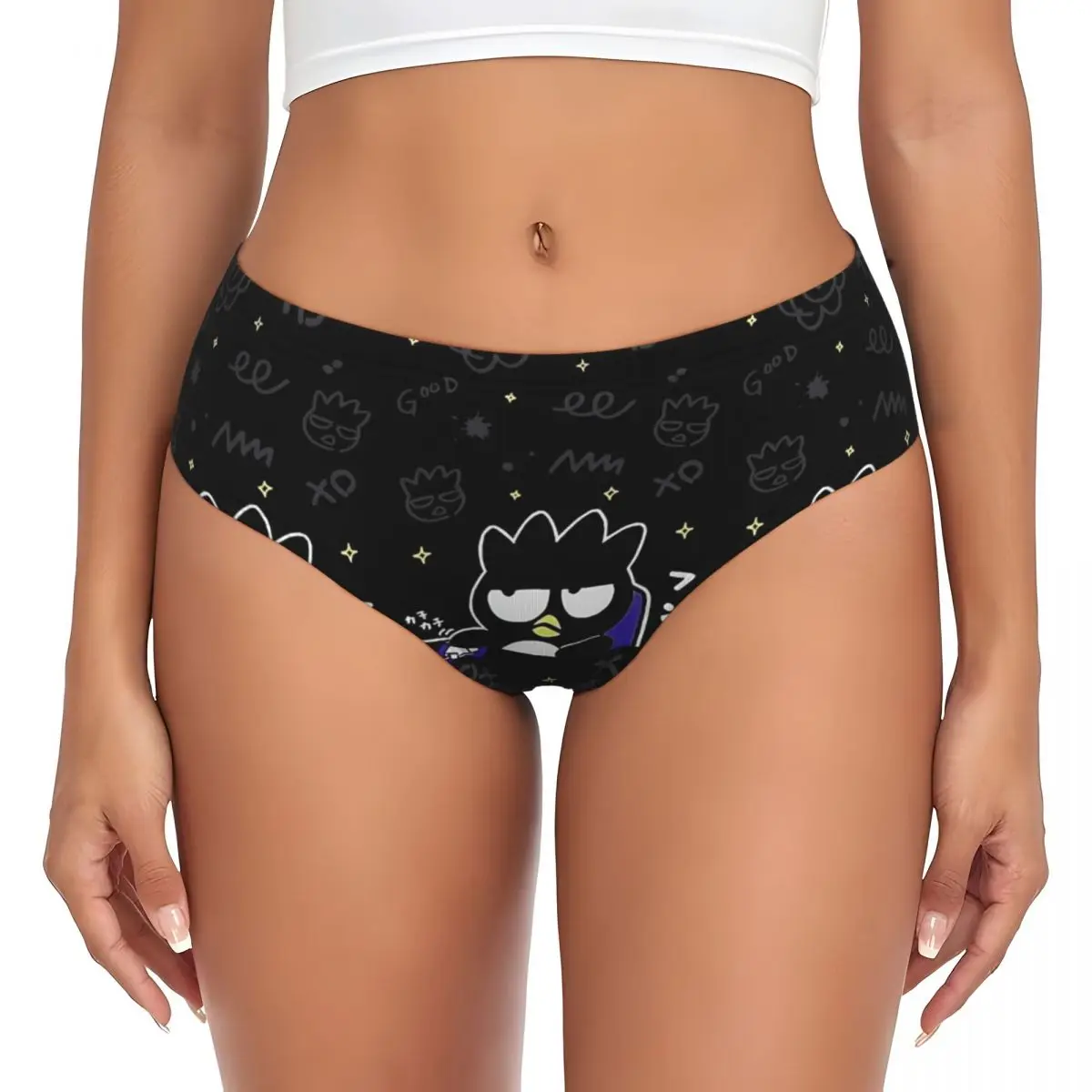 Custom Bad Badtz Maru Cartoons Brief Panties Womens Breathable Stretch Underwear