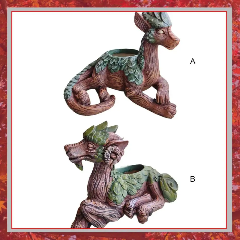 Creative Dragon Flower Pot Resin Tree Dragon Statue Succulent Planter Sculpture for Home Garden Yard Outdoor Table Decor