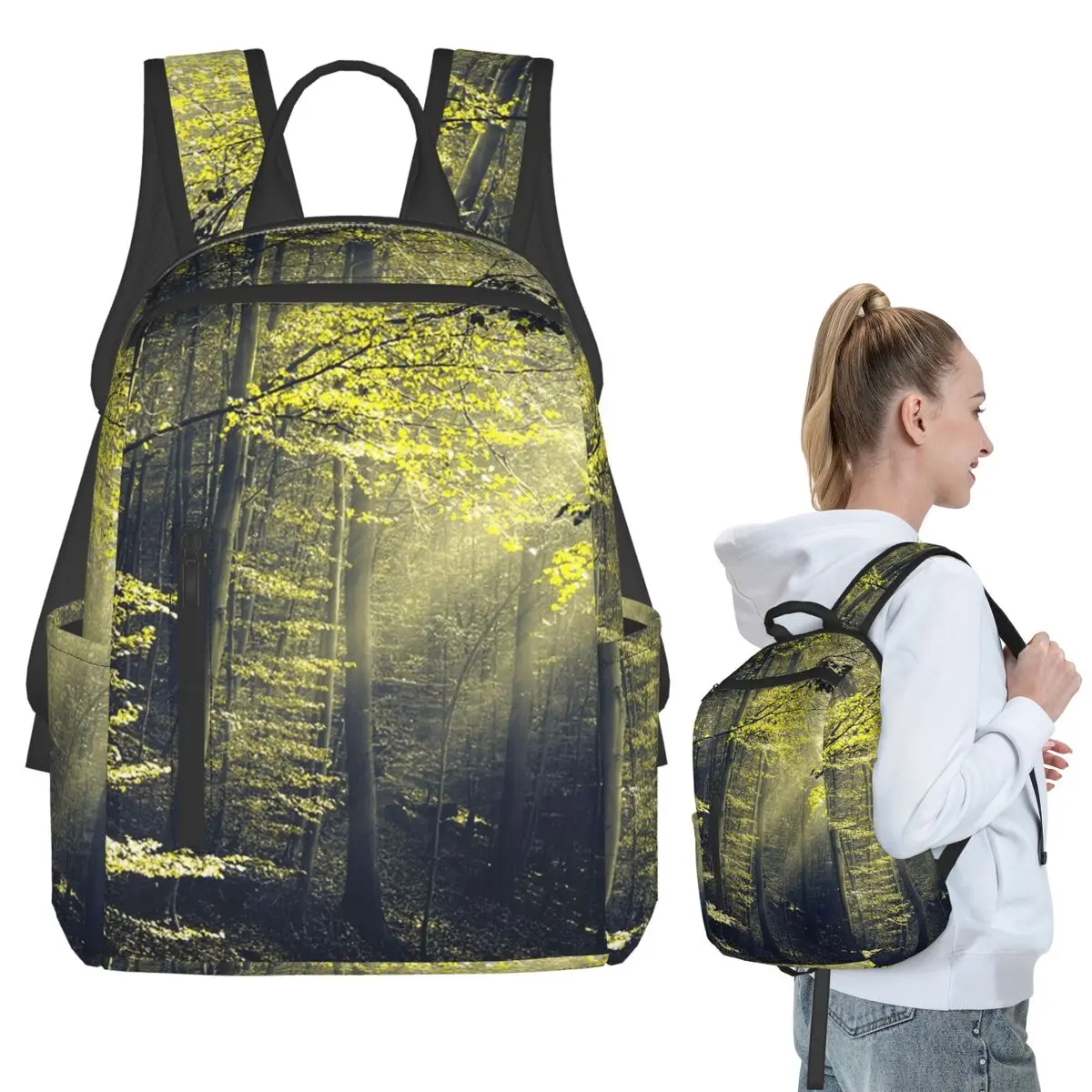 

Forest Sunlight And Tree Light Shadow Backpack Student BookBag Children School Bag Laptop Shoulder Bags Men Women