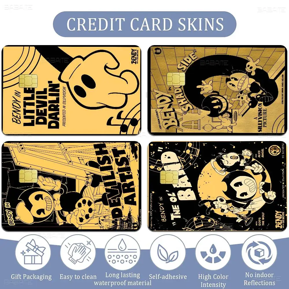 B-Bendy A-And The I-Ink M-Machine Fashion Matte Gold Silver Black Matte Film Skin Sticker Tape for Bank Credit Debit Card