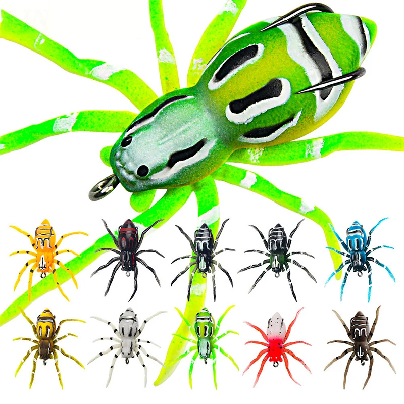 Floating Fishing Lures Artificial Spider Soft Bait Mini Bionic Topwater Fishing Lure with Barbed Hook for Bass Pike Trout Tackle