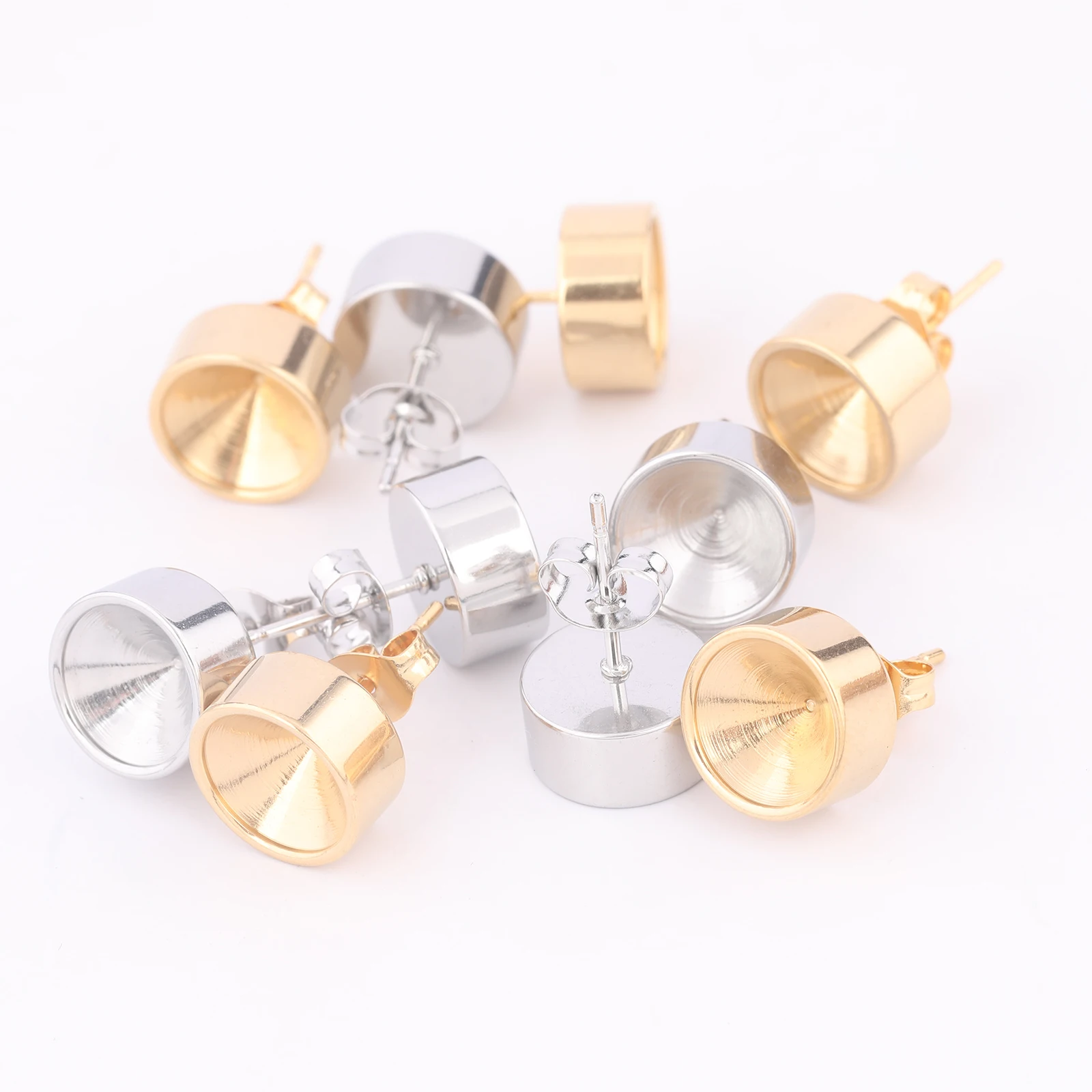 10 шт., позолоченные серьги из нержавеющей стали, ободок для сережек, заготовки, шпильки для ss39, драгоценные камни, принадлежности для изготовления ювелирных изделий своими руками
