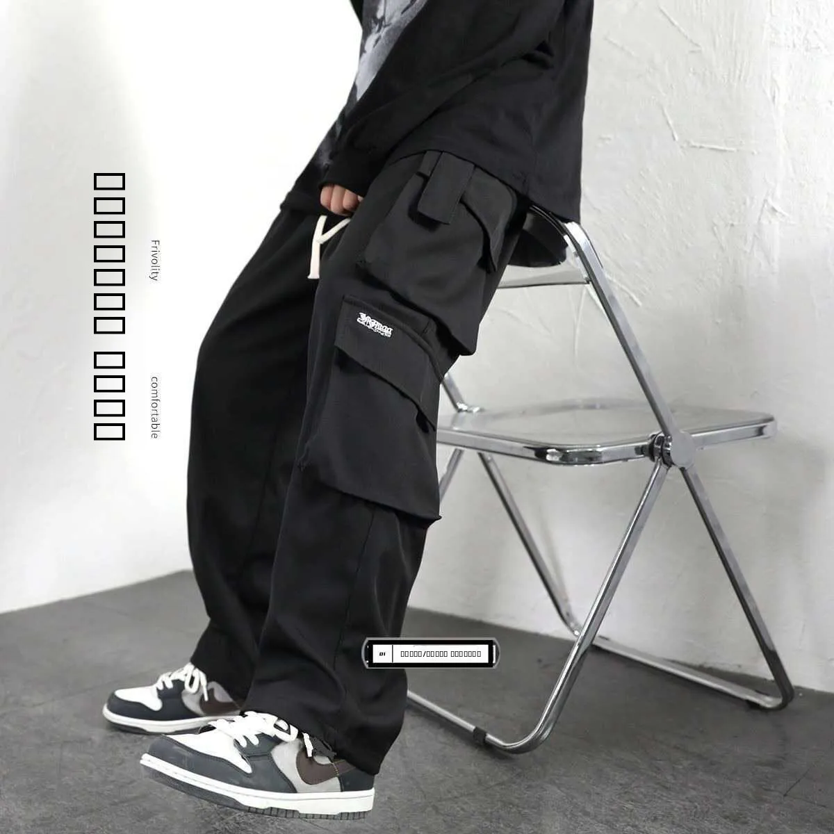 

Летние тонкие прямые брюки в рабочем стиле, свободные повседневные брюки в американском уличном стиле, молодежные модные брюки для отдыха