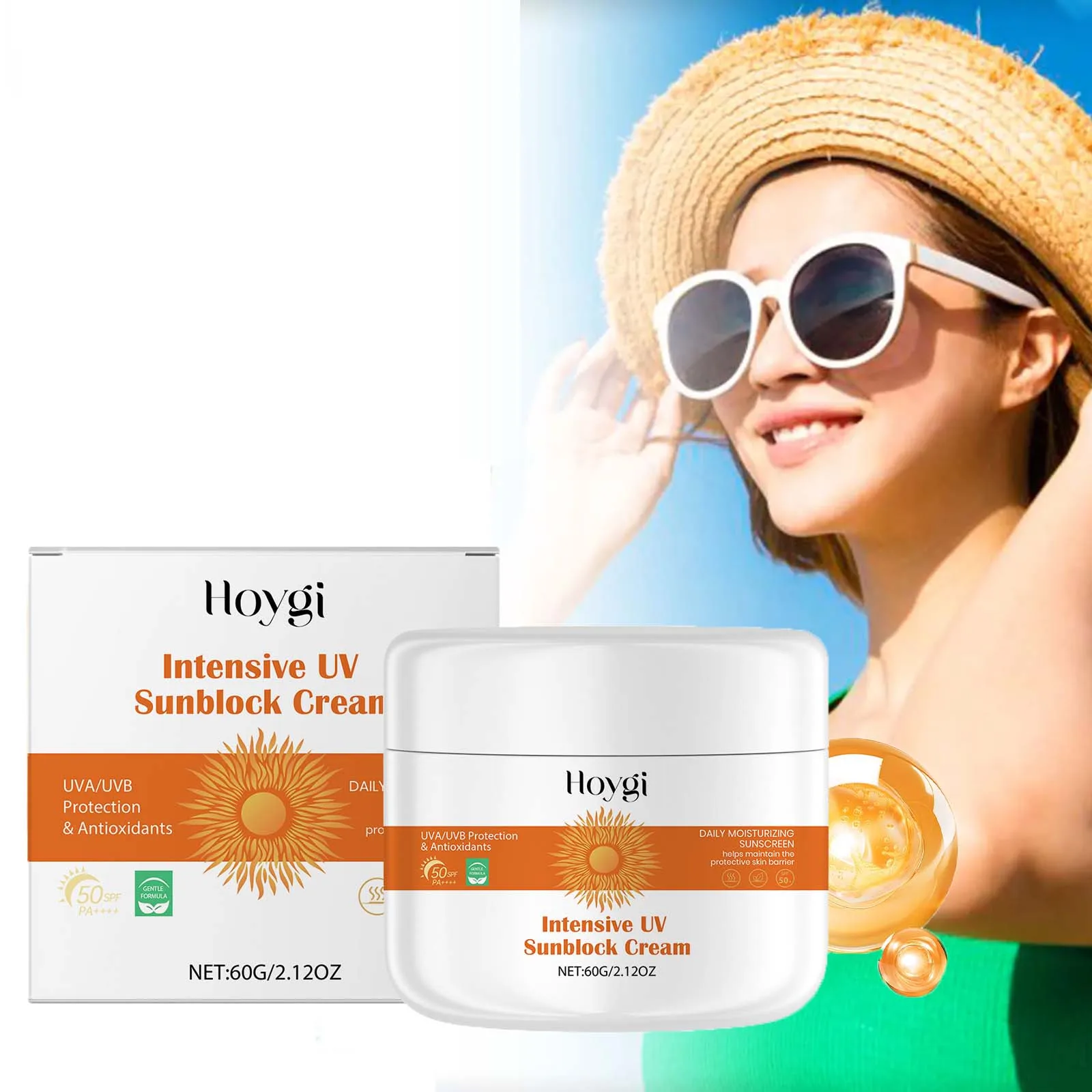 

Spf50 UV Protection SunBlock Cream Hyaluronic Acid Moisturizing Isolation Cream Lightweight Oil-Control Skin Care for Face Body