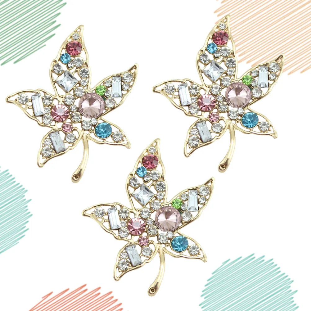 

3Pcs Mobile Phone Accessories Decorative Phone Case Craft Rhinestone Maple Leaf Charm DIY Attachment for Cellphone Shell