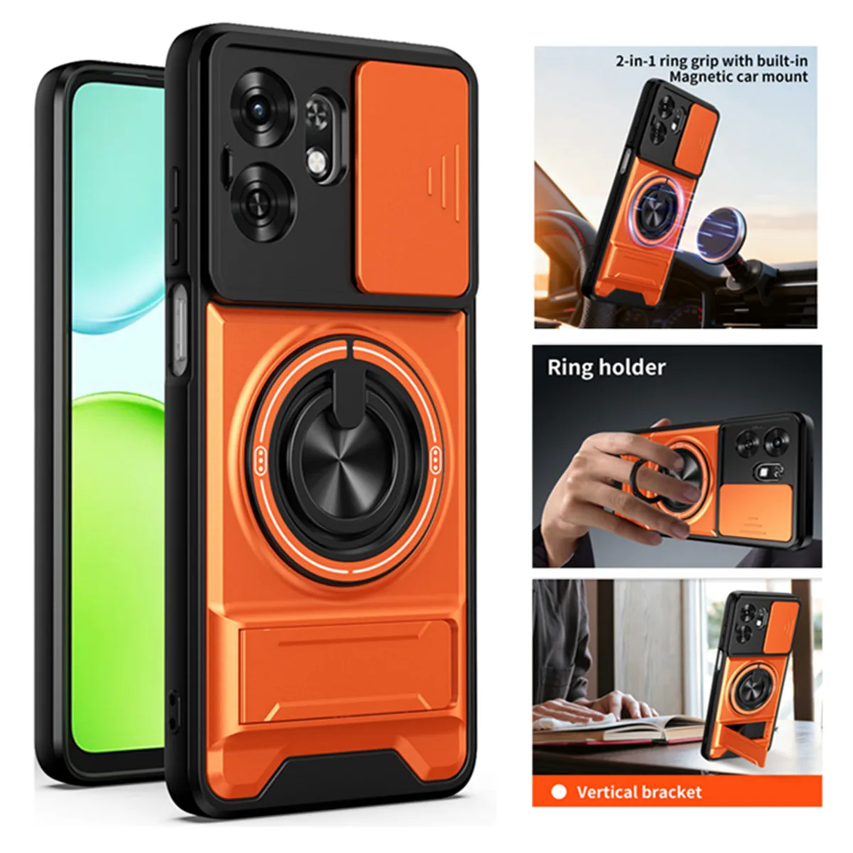 Funda Protectora Antigolpes con Cubierta Deslizante para Lente, Compatible con Honor X6D 5G / Huawei Honor Play 60A 80 / Honor Play 10A