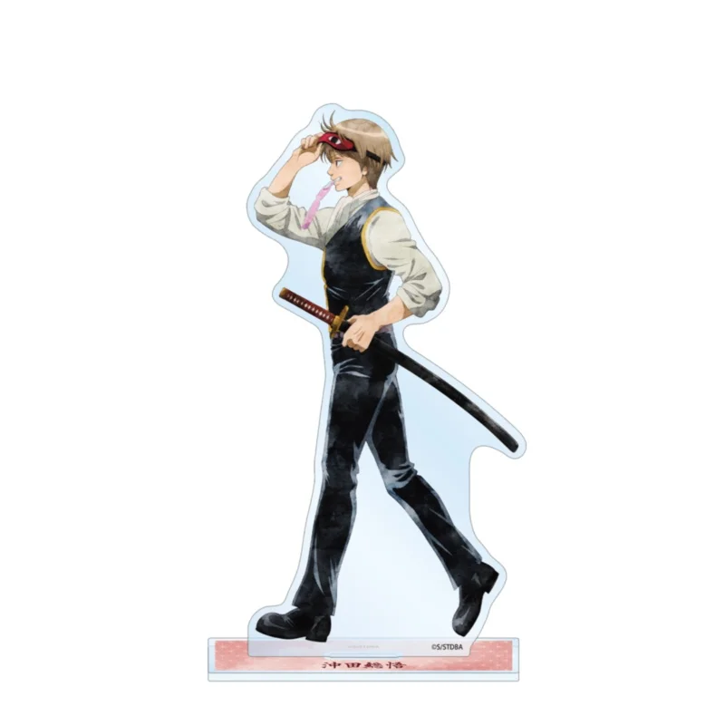 GinTama Anime Okita Hijikata Sakata Stall Eating and Walking Ver Acrylic Stand Desktop Decor Keychain Fans Charm Gift About 15cm 4